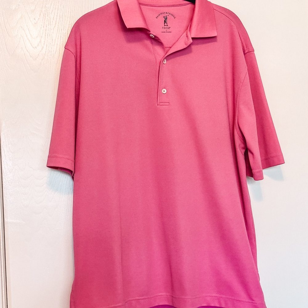 Fairway & Greene Tech Polo Coral Pink Shirt Size L - Picture 2 of 7
